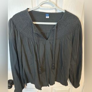 Old Navy Women's Charcoal Smocked Blouse